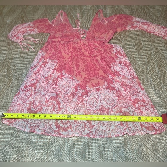 Free People Women's Penny Lover Cold Shoulder Orange Paisley Dress,Size M - Picture 8 of 14